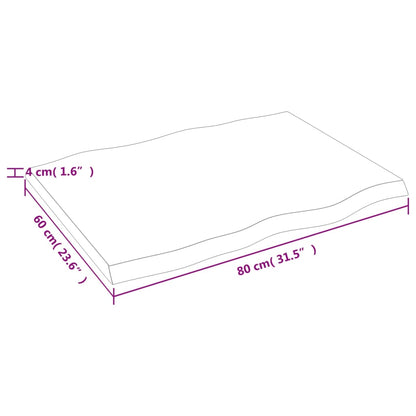 vidaXL Plateau de table 80x60x(2-4) cm Bois massif traité Bords naturels