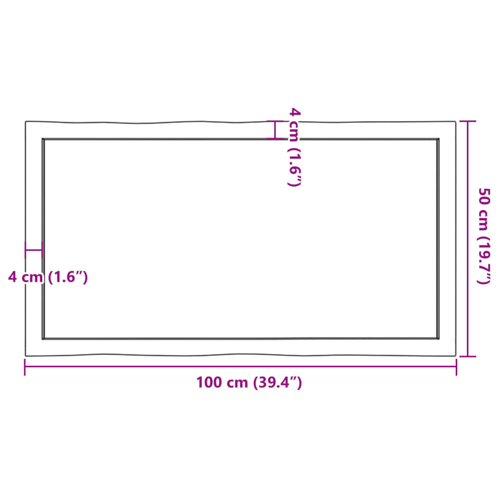 vidaXL Plateau de table 100x50x(2-4) cm Bois massif traité Bords naturels