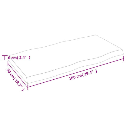 vidaXL Plateau de table 100x50x(2-6) cm en bois massif traité avec bords naturels