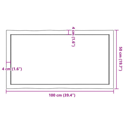 vidaXL Plateau de table 100x50x(2-6) cm en bois massif traité avec bords naturels