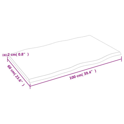 vidaXL Plateau de table 100x60x2 cm Chêne massif Traité Chant naturel
