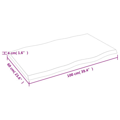 vidaXL Plateau de table 100x60x(2-4) cm Bois massif traité Bords naturels