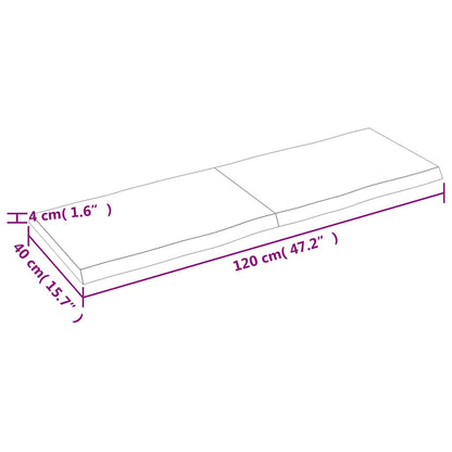 vidaXL Plateau de table 120x40x(2-4) cm bois massif traité avec bord naturel