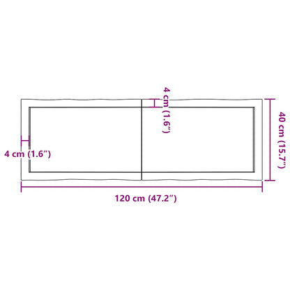 vidaXL Plateau de table 120x40x(2-4) cm bois massif traité avec bord naturel