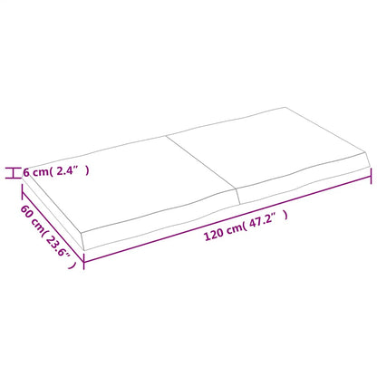 vidaXL Plateau de table 120x60x(2-6) cm en bois massif traité avec bord naturel