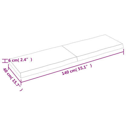 vidaXL Tischplatte 140x40x(2-6) cm Massivholz Behandelt Baumkante