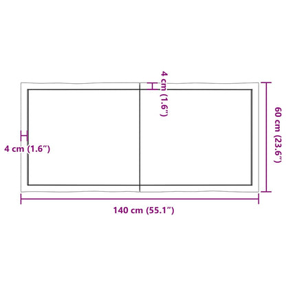 vidaXL Tischplatte 140x60x(2-4) cm Massivholz Behandelt Baumkante