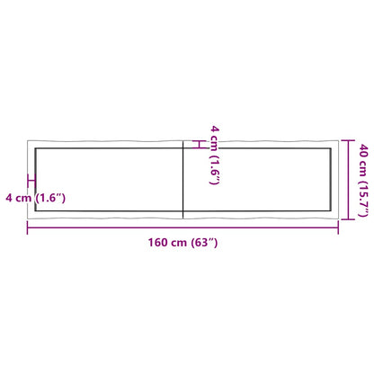 vidaXL Tischplatte 160x40x(2-4) cm Massivholz Behandelt Baumkante