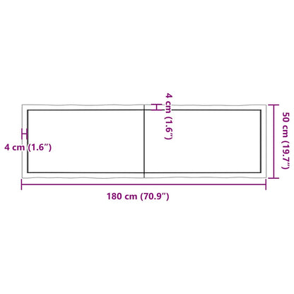 vidaXL Tischplatte 180x50x(2-6) cm Massivholz Behandelt Baumkante