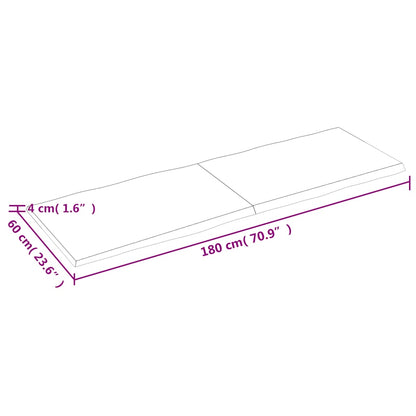 vidaXL Tischplatte 180x60x(2-4) cm Massivholz Behandelt Baumkante