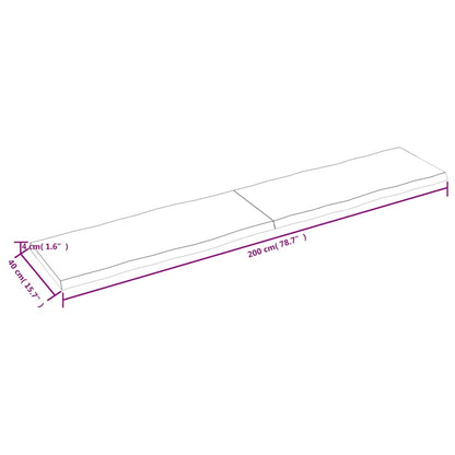 vidaXL Tischplatte 200x40x(2-4) cm Massivholz Behandelt Baumkante