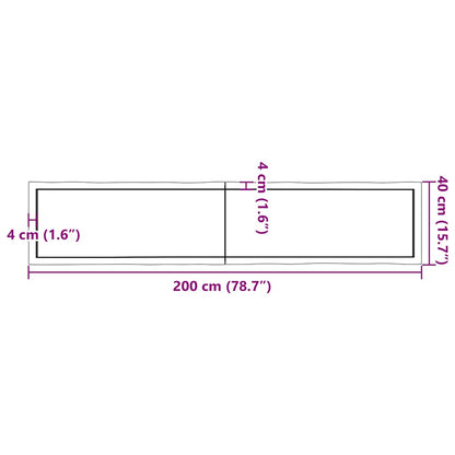 vidaXL Tischplatte 200x40x(2-4) cm Massivholz Behandelt Baumkante