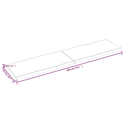 vidaXL Tischplatte 200x50x(2-4) cm Massivholz Behandelt Baumkante