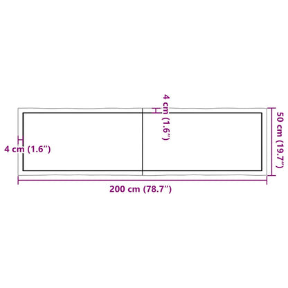 vidaXL Tischplatte 200x50x(2-4) cm Massivholz Behandelt Baumkante