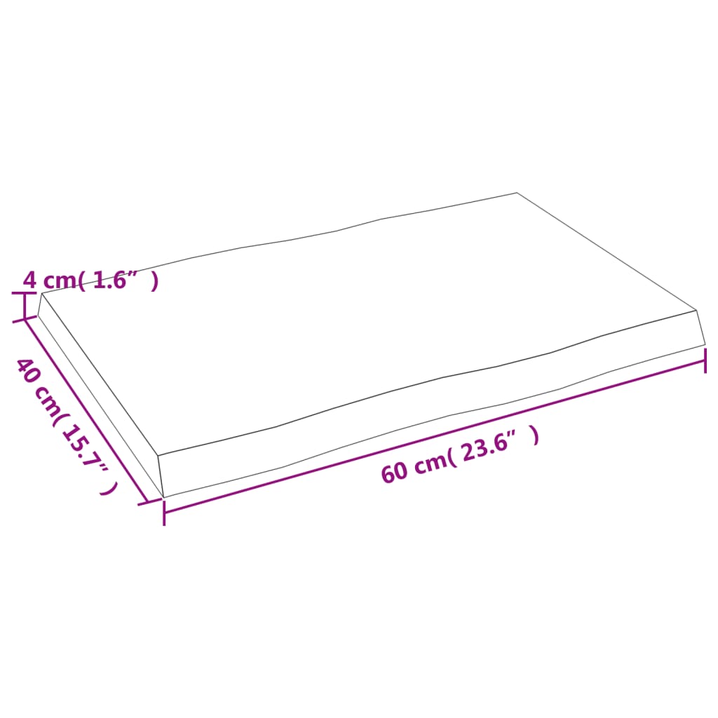 vidaXL Plateau de table 60x40x(2-4) cm bois massif bords naturels traité