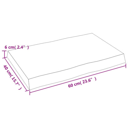 vidaXL Tischplatte 60x40x(2-6) cm Massivholz Behandelt Baumkante