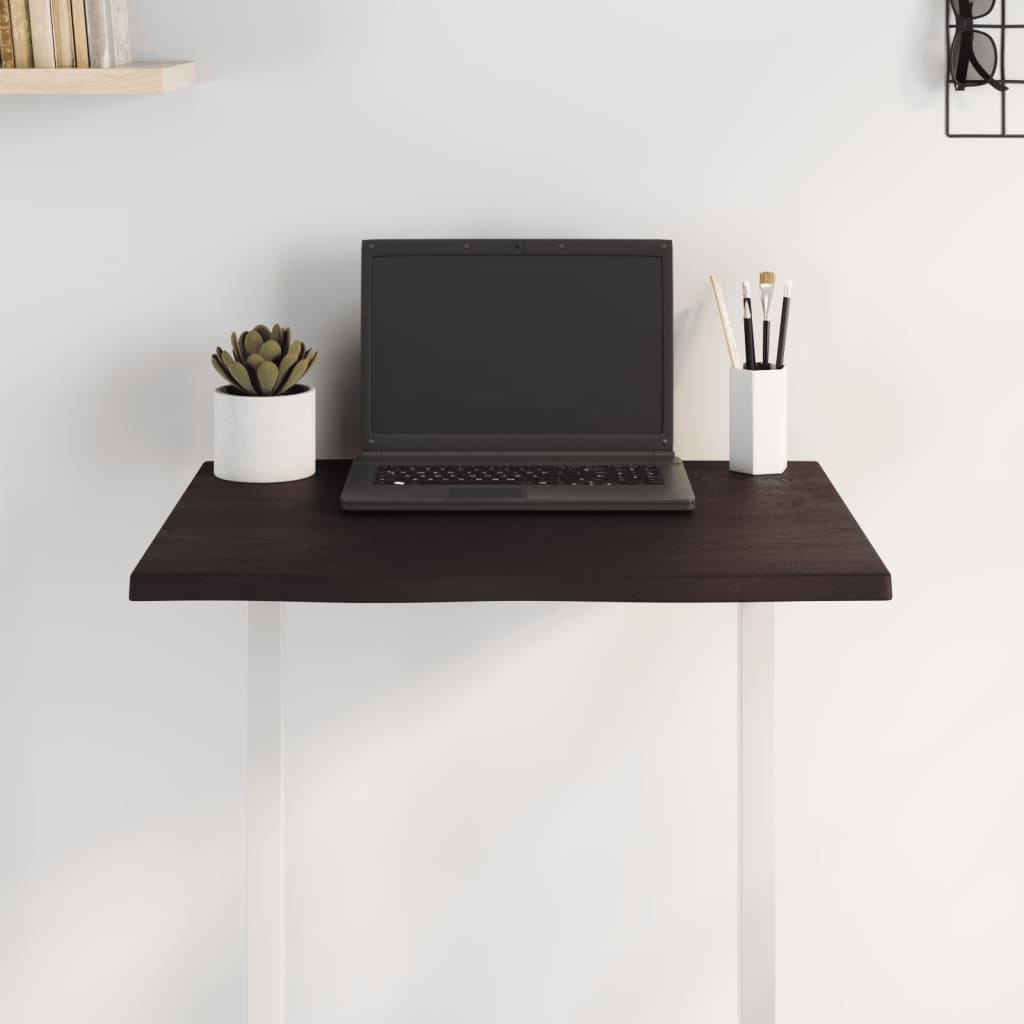vidaXL Plateau de table 60x50x2 cm en chêne massif traité, bord naturel