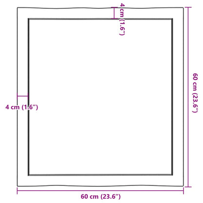 vidaXL Plateau de table 60x60x(2-4) cm Bois massif traité Bords naturels