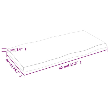 vidaXL Plateau de table 80x40x(2-4) cm Bois massif traité Bords naturels