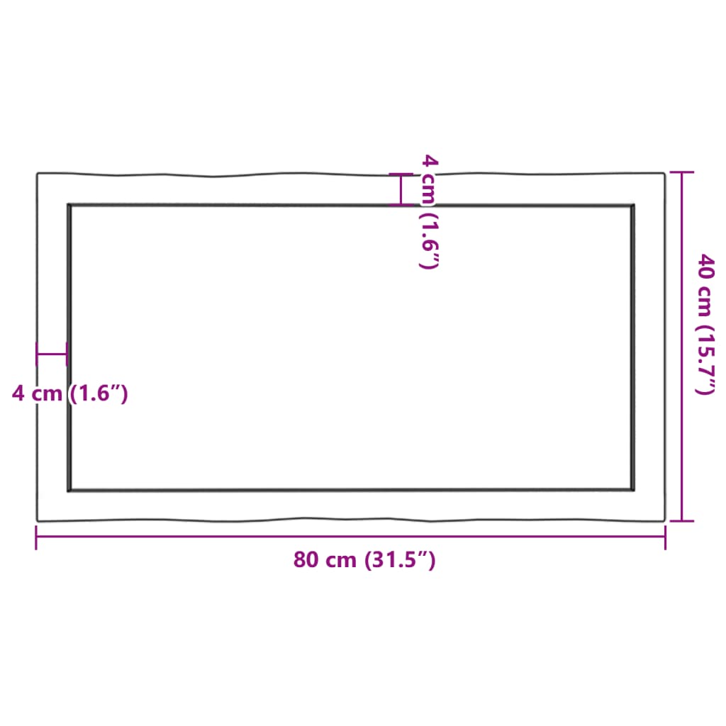 vidaXL Plateau de table 80x40x(2-4) cm Bois massif traité Bords naturels