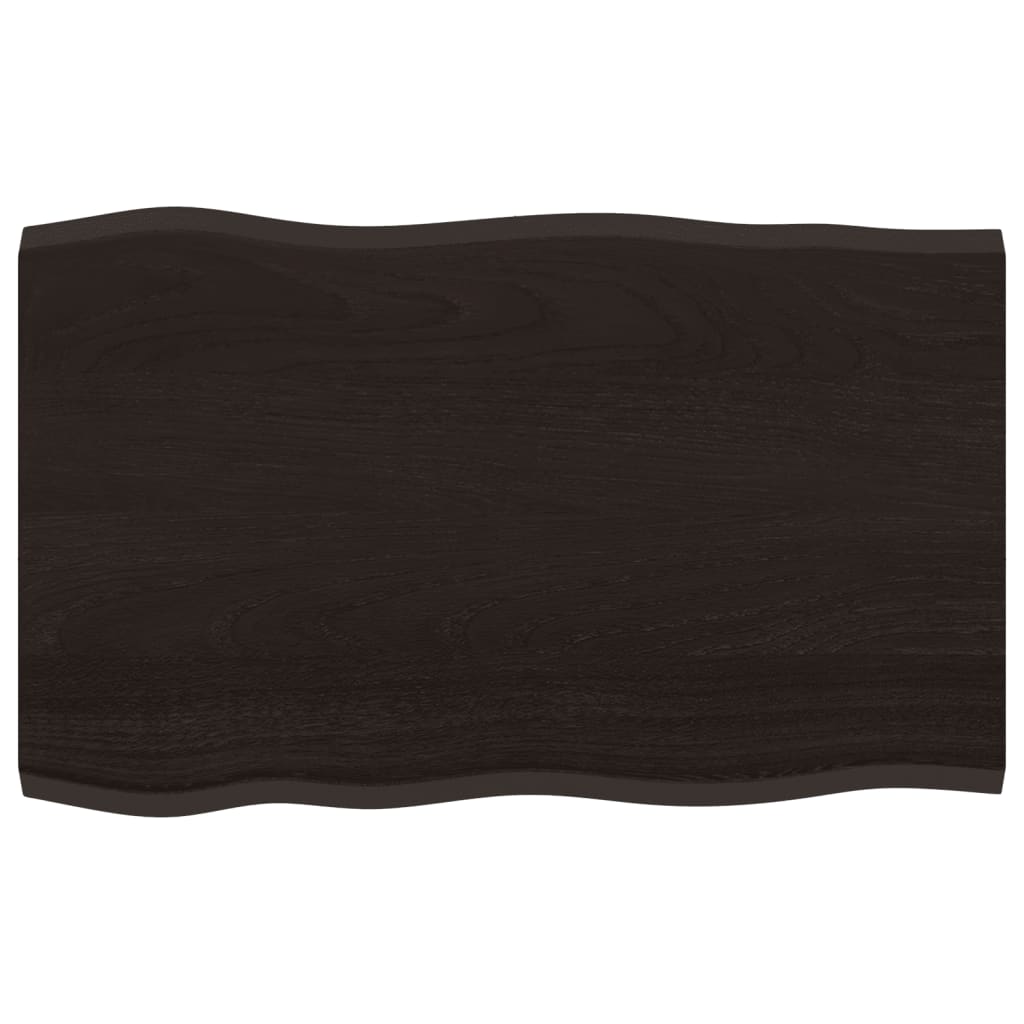 vidaXL Plateau de table 80x50x2 cm en chêne massif traité avec bord naturel