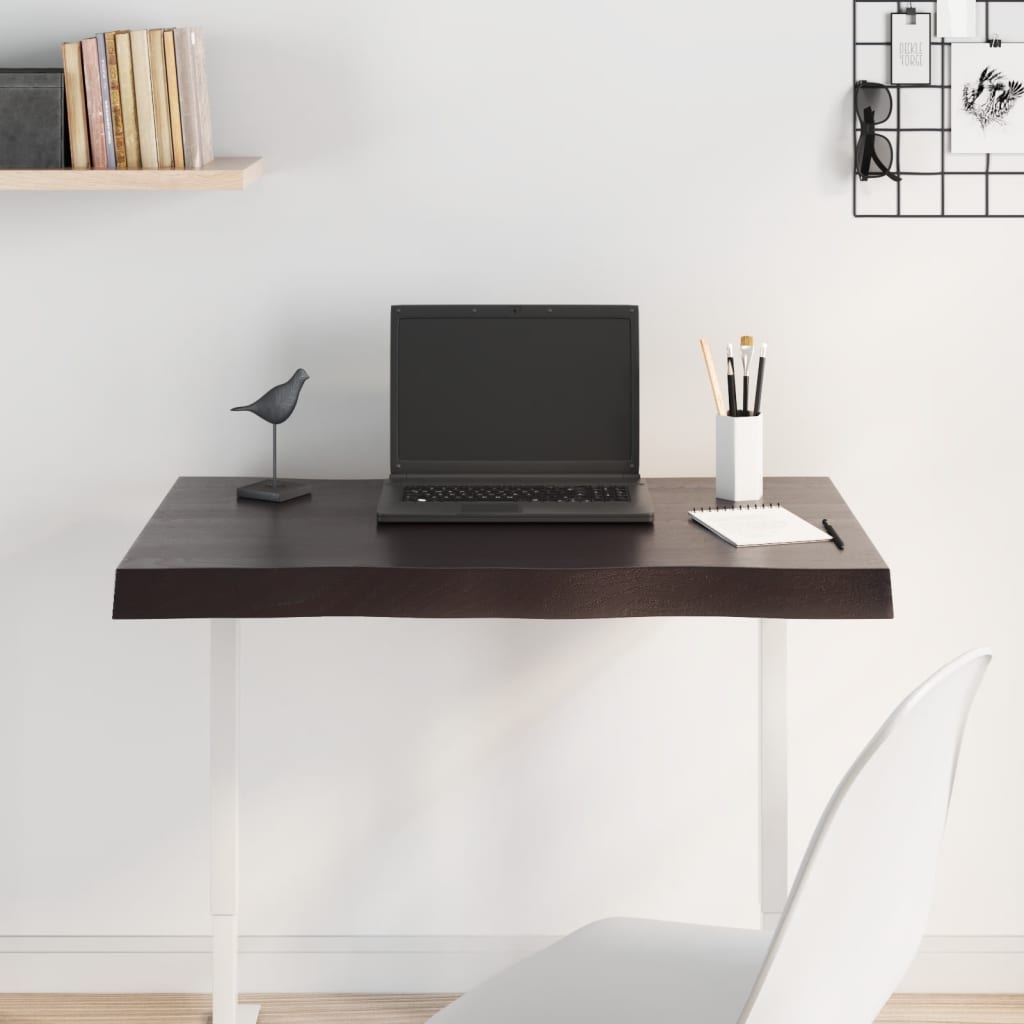 vidaXL Plateau de table 80x50x2 cm en chêne massif traité avec bord naturel