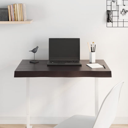 vidaXL Plateau de table 80x50x2 cm en chêne massif traité avec bord naturel