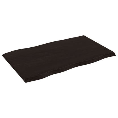 vidaXL Plateau de table 80x50x2 cm en chêne massif traité avec bord naturel