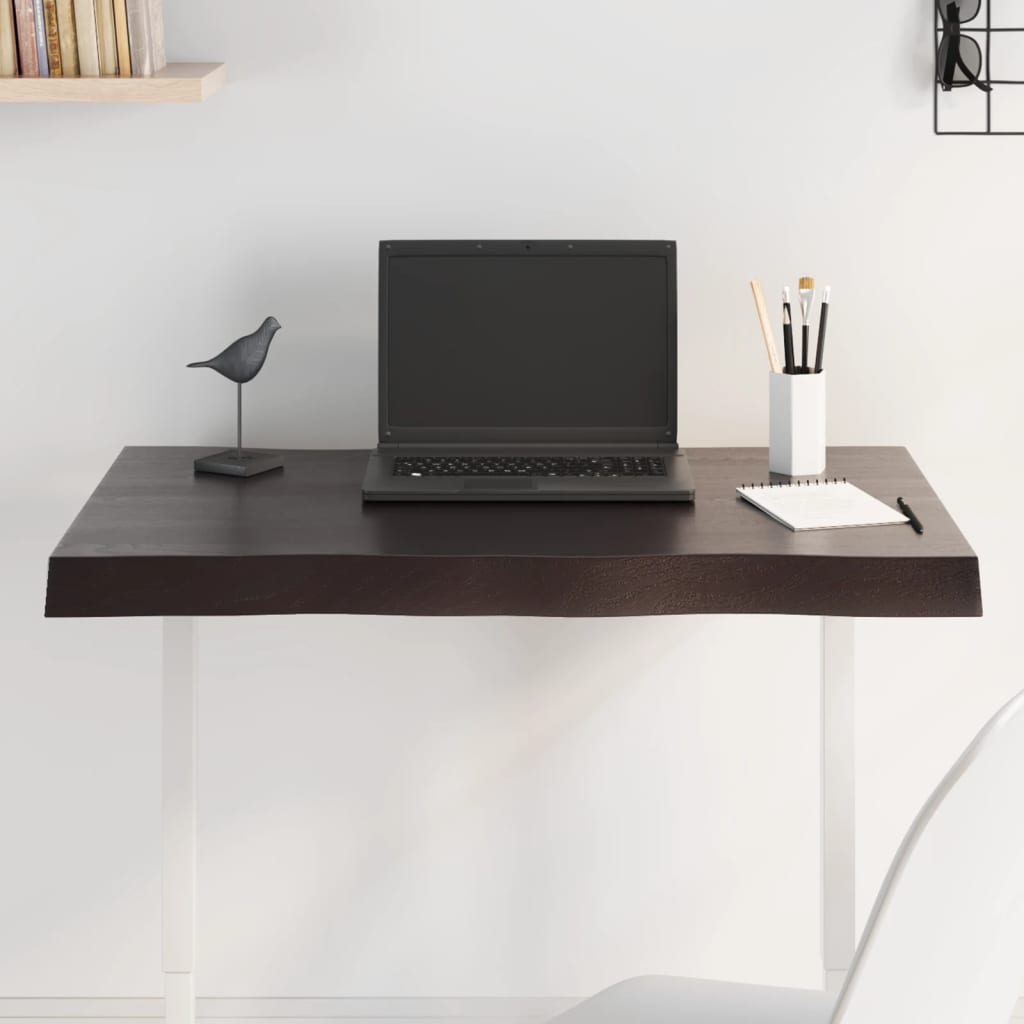 vidaXL Plateau de table 80x50x2 cm en chêne massif traité avec bord naturel
