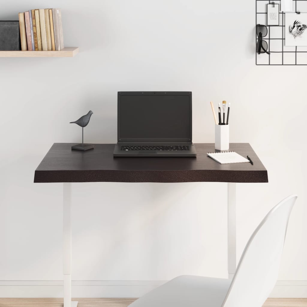 vidaXL Plateau de table 80x50x(2-4) cm bois massif traité avec bord naturel