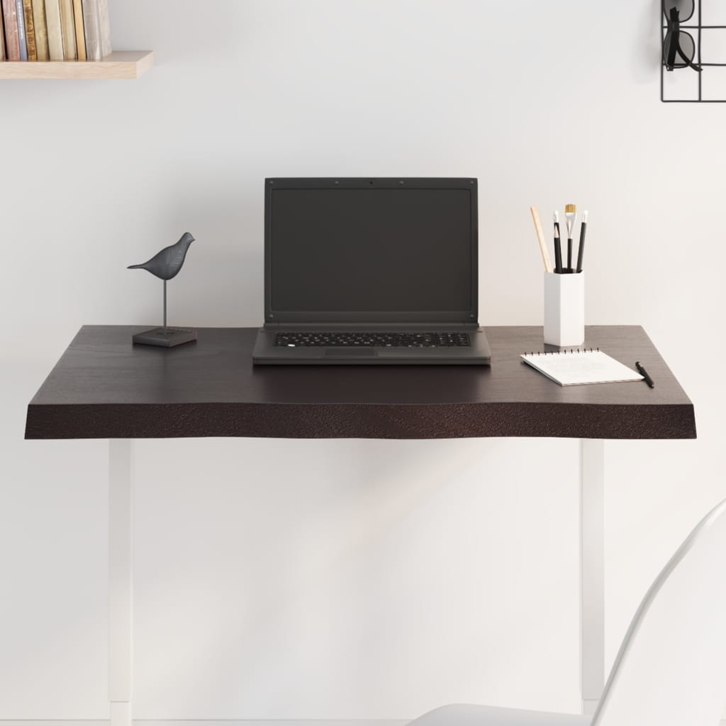 vidaXL Plateau de table 80x50x(2-4) cm bois massif traité avec bord naturel