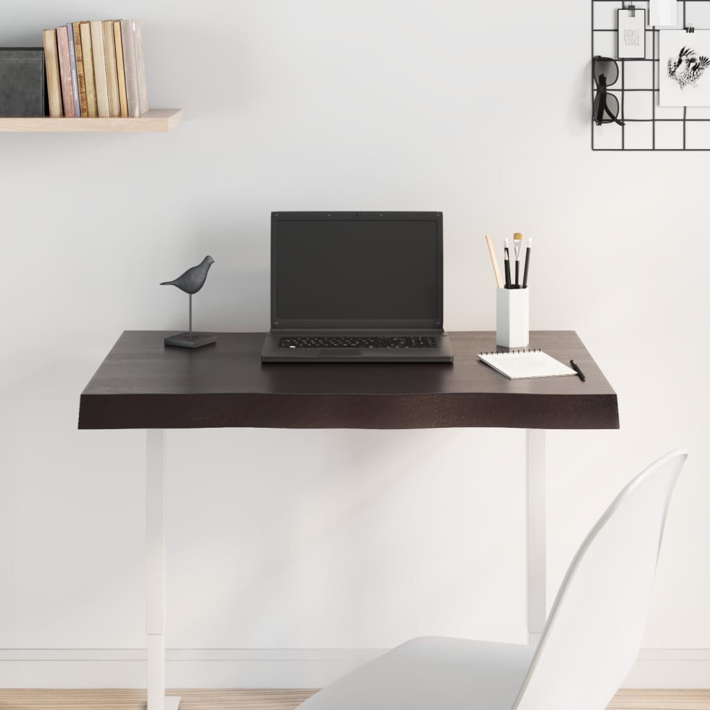 vidaXL Plateau de table 80x50x(2-6) cm Bois massif traité Bords naturels