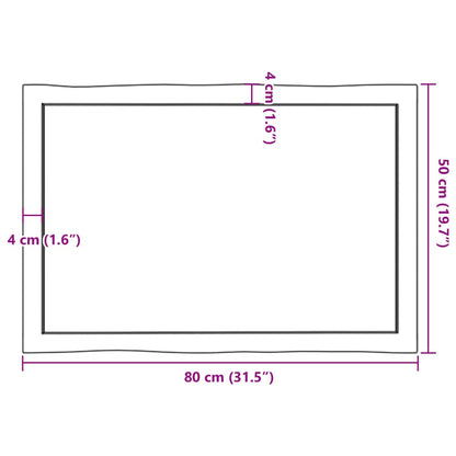 vidaXL Plateau de table 80x50x(2-6) cm Bois massif traité Bords naturels