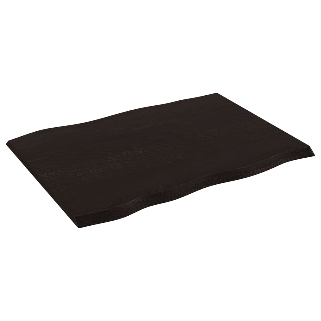 vidaXL Plateau de table 80x60x2 cm en chêne massif traité, bords naturels