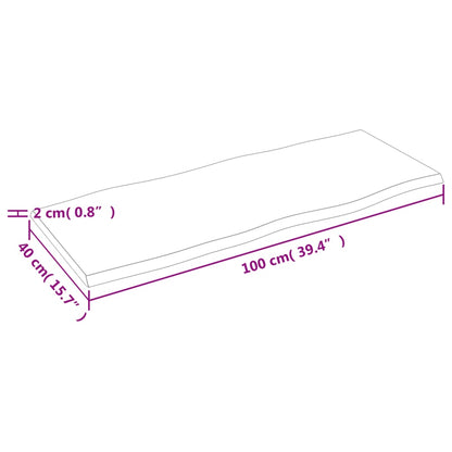 vidaXL Plateau de table 100x40x2 cm Bois de chêne massif traité Bords naturels