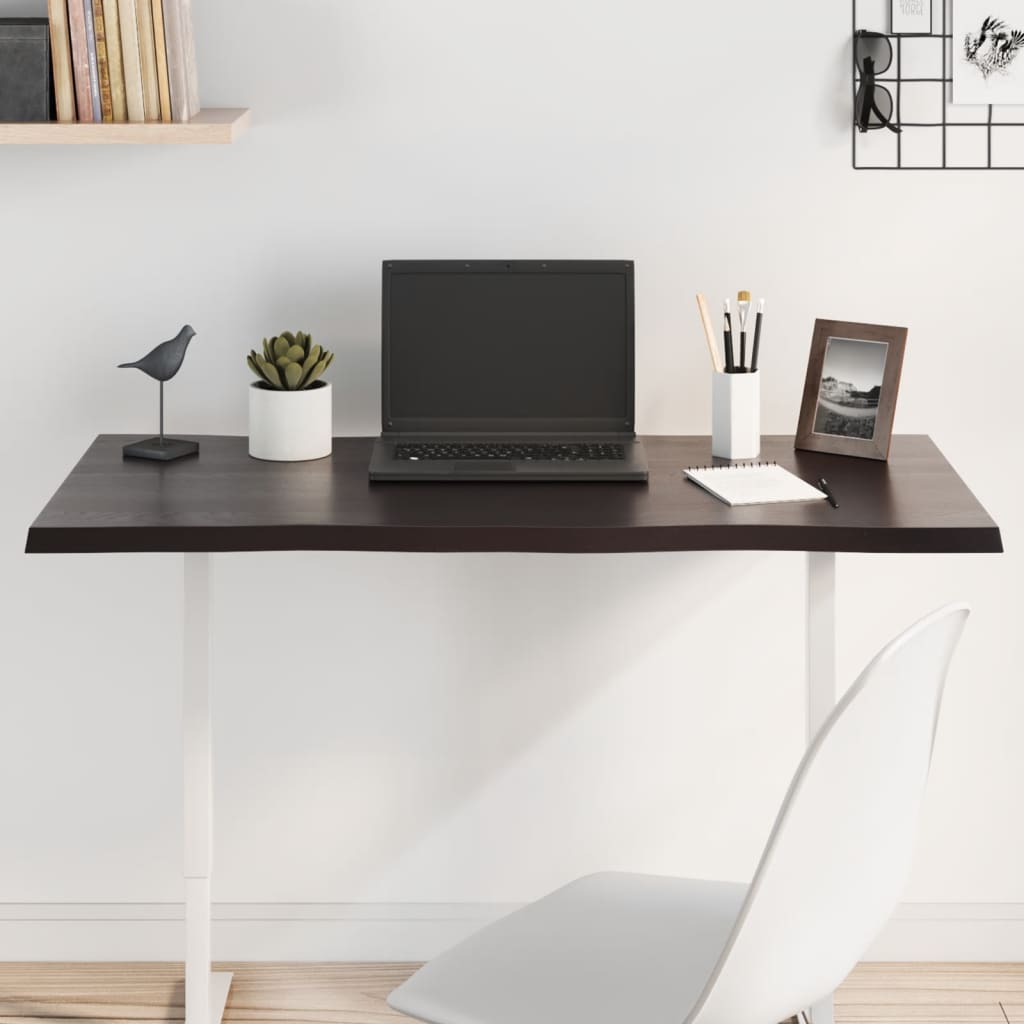 vidaXL Plateau de table 100x40x2 cm Bois de chêne massif traité Bords naturels