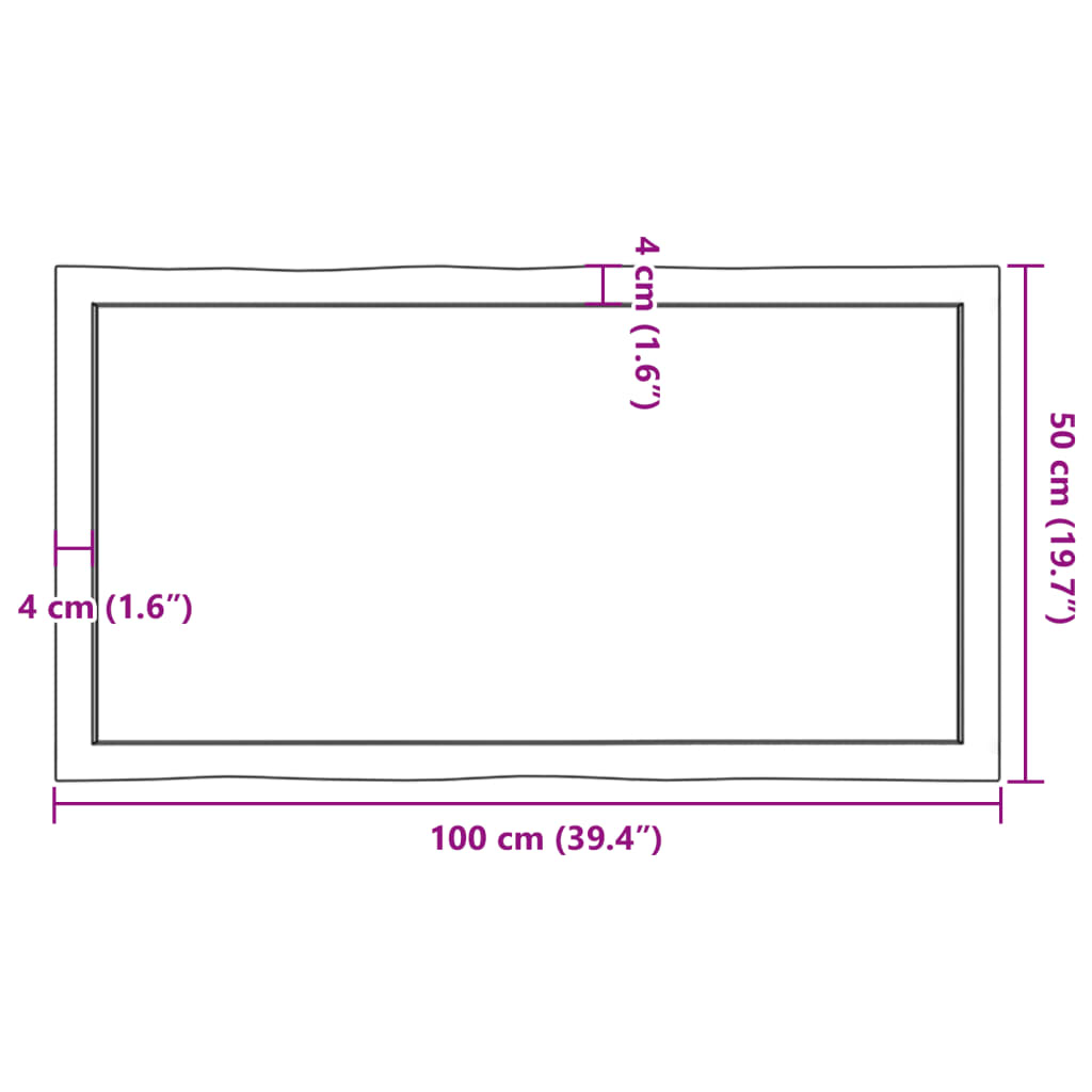 vidaXL Plateau de table 100x50x(2-4) cm Bois massif traité Bords naturels