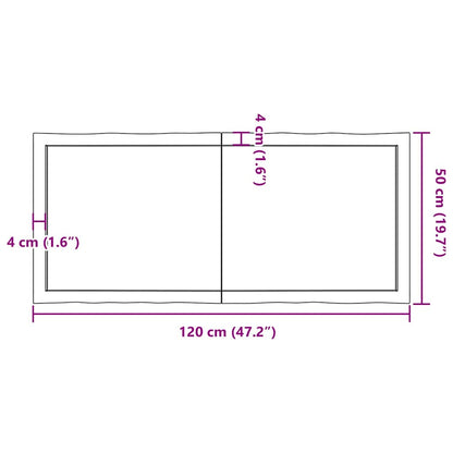vidaXL Tischplatte 120x50x(2-4) cm Massivholz Behandelt Baumkante