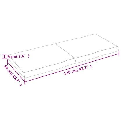 vidaXL Tischplatte 120x50x(2-6) cm Massivholz Behandelt Baumkante