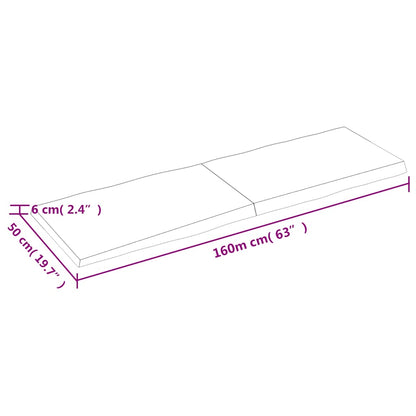 vidaXL Tischplatte 160x50x(2-6) cm Massivholz Behandelt Baumkante