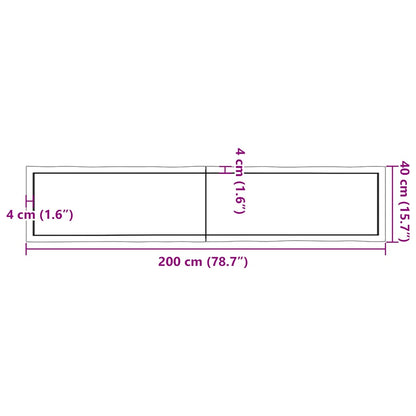 vidaXL Tischplatte 200x40x(2-6) cm Massivholz Behandelt Baumkante