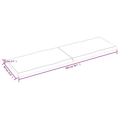 vidaXL Tischplatte 200x60x(2-6) cm Massivholz Behandelt Baumkante
