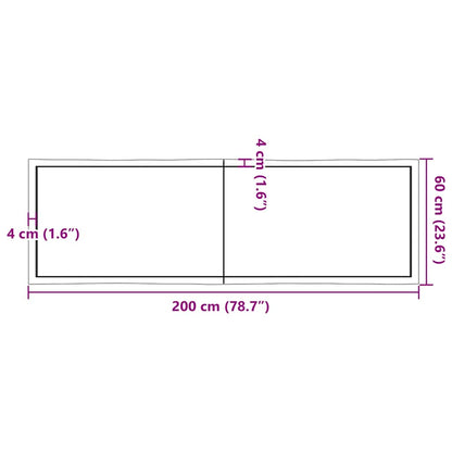 vidaXL Tischplatte 200x60x(2-6) cm Massivholz Behandelt Baumkante