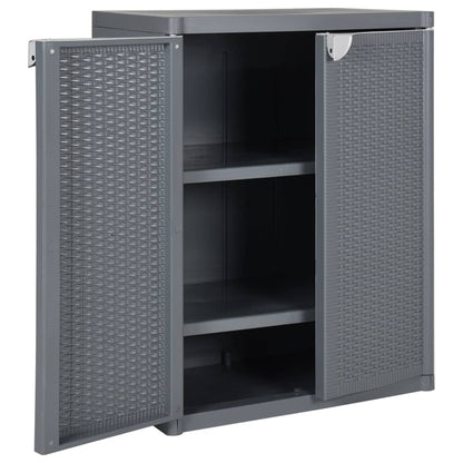 vidaXL Armoire de jardin gris 65x45x88 cm PP Aspect rotin