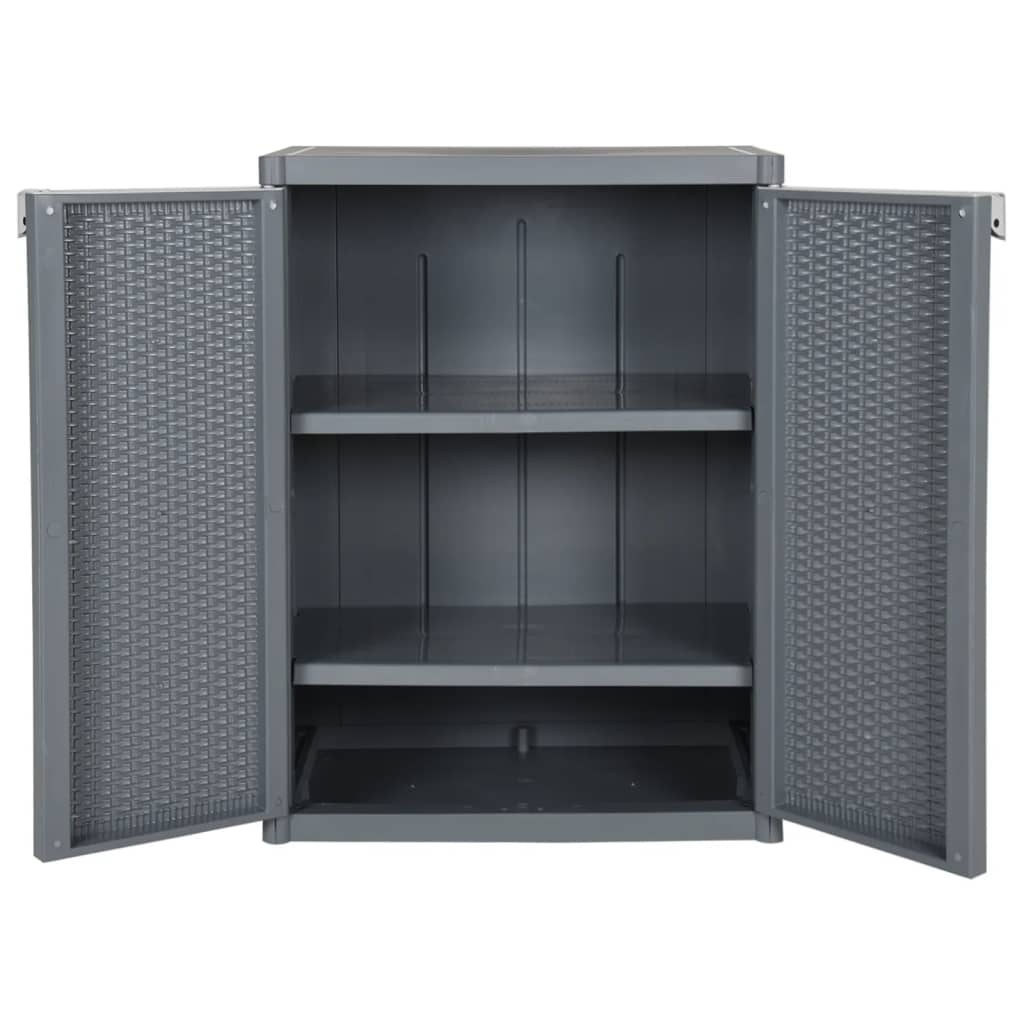 vidaXL Armoire de jardin gris 65x45x88 cm PP Aspect rotin