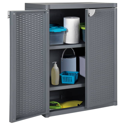 vidaXL Armoire de jardin gris 65x45x88 cm PP Aspect rotin