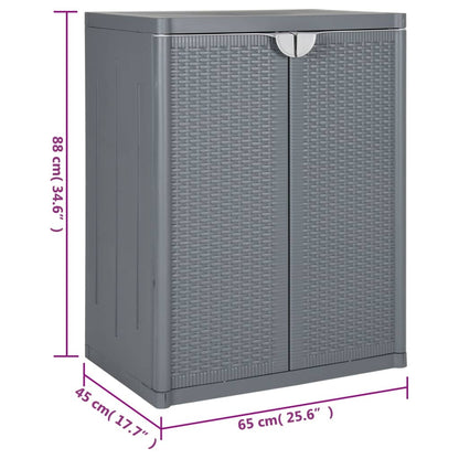 vidaXL Armoire de jardin gris 65x45x88 cm PP Aspect rotin