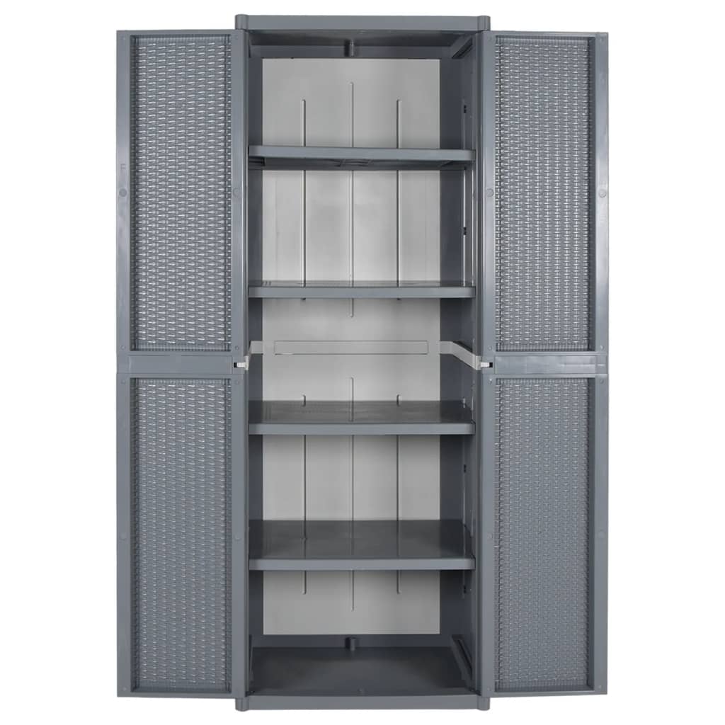vidaXL Armoire de jardin gris 65x45x172 cm PP rotin
