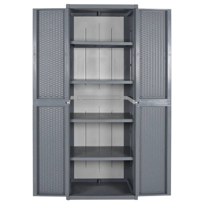 vidaXL Armoire de jardin gris 65x45x172 cm PP rotin