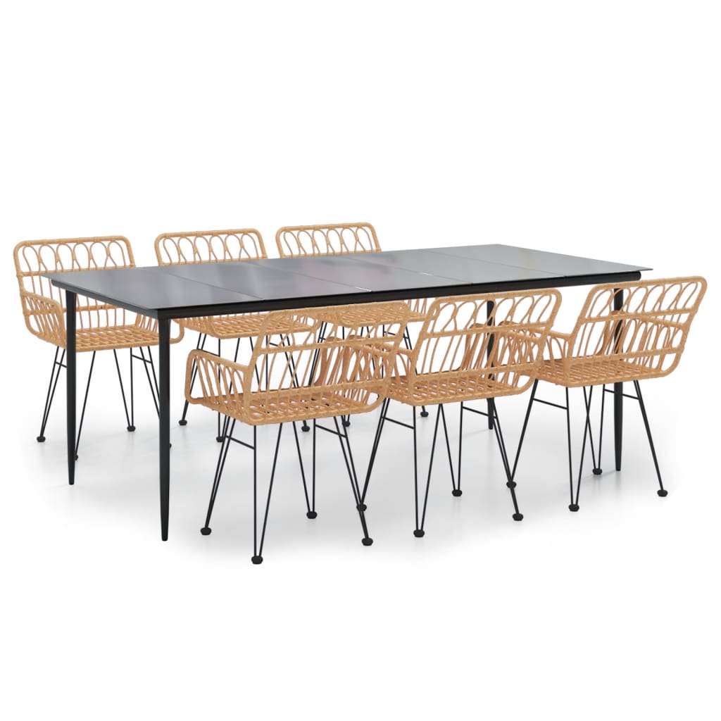 7-tlg. Garten-Essgruppe Poly Rattan